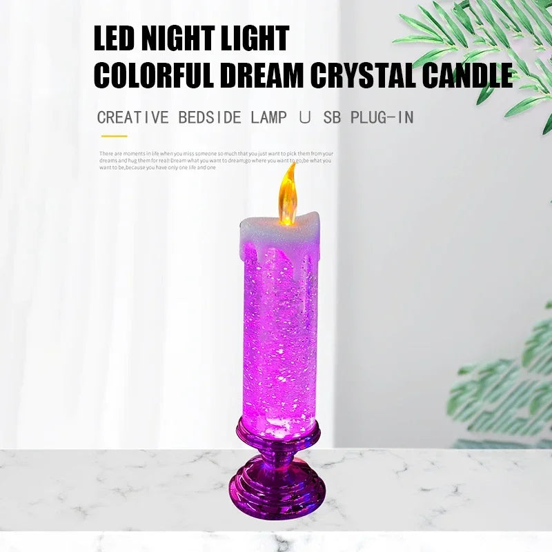 GlitterVlam Noëlle – LED Kerstkaars met Kleurverandering en Glitter