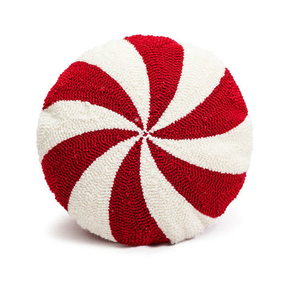 Kerst Snoepkussen in Rood-Wit, Decoratief Kussen voor Bank of Bed