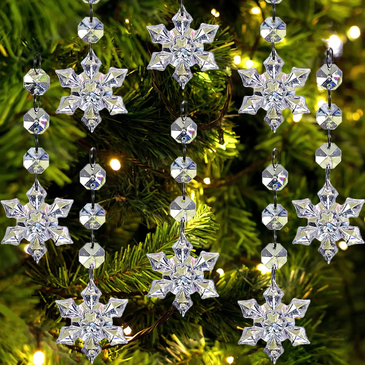 Winterkristal – Set Heldere Sneeuwvlok Kersthangers voor Kerstboom