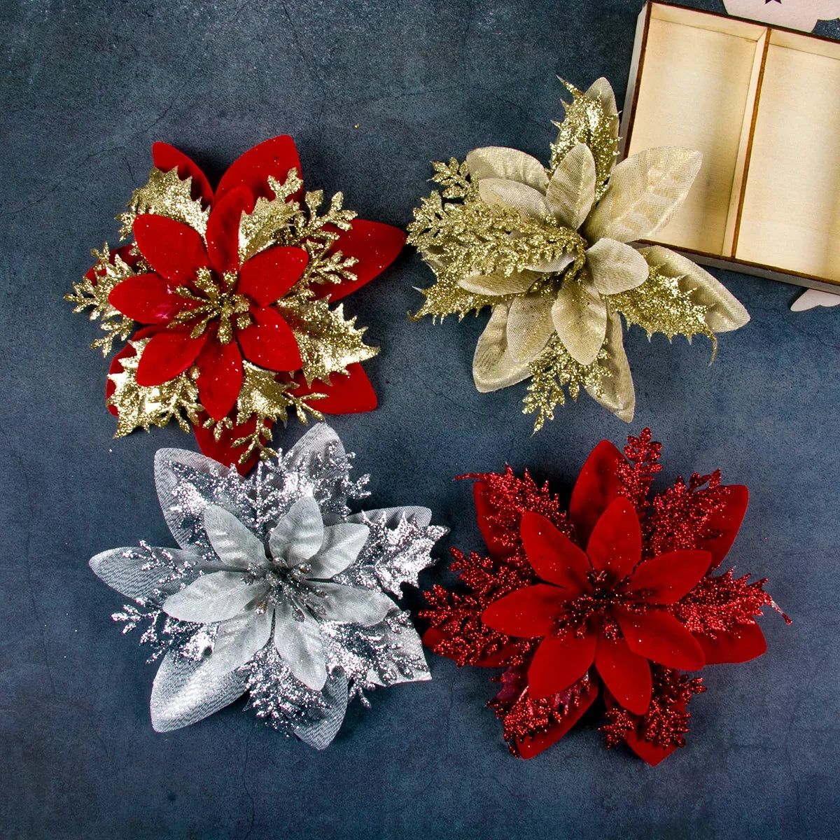 Goudglans – Glitter Kerstbloemen voor Kerstboom en Woondecoratie