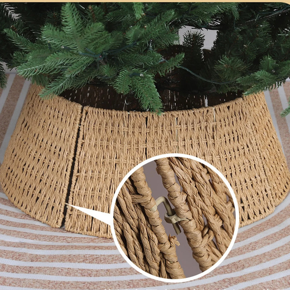 Rotanboom Noëlle – Handgeweven Kerstboomkraag van Rotan van 64 cm