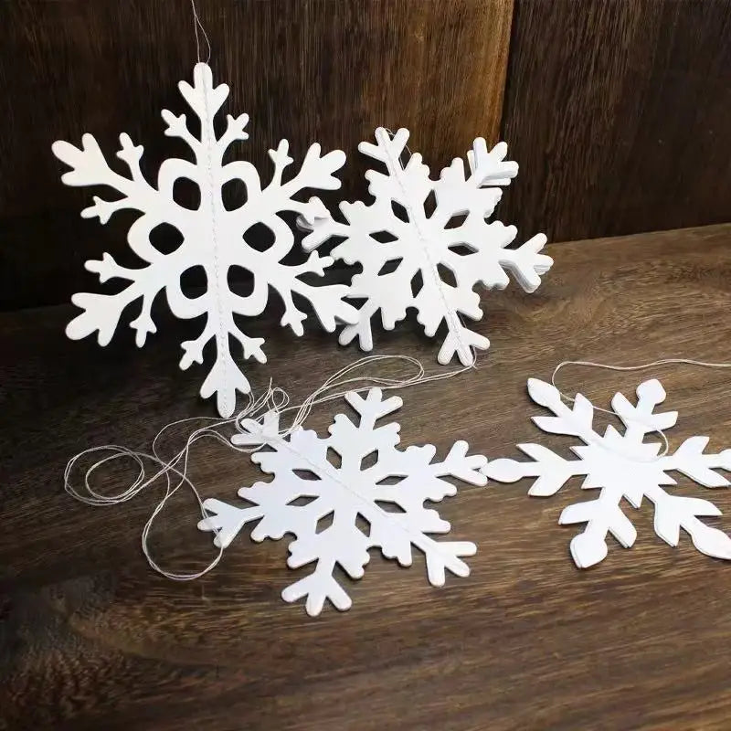 3D Sneeuwvlok Kersthangers – Set van 6 Decoratieve Ornamenten
