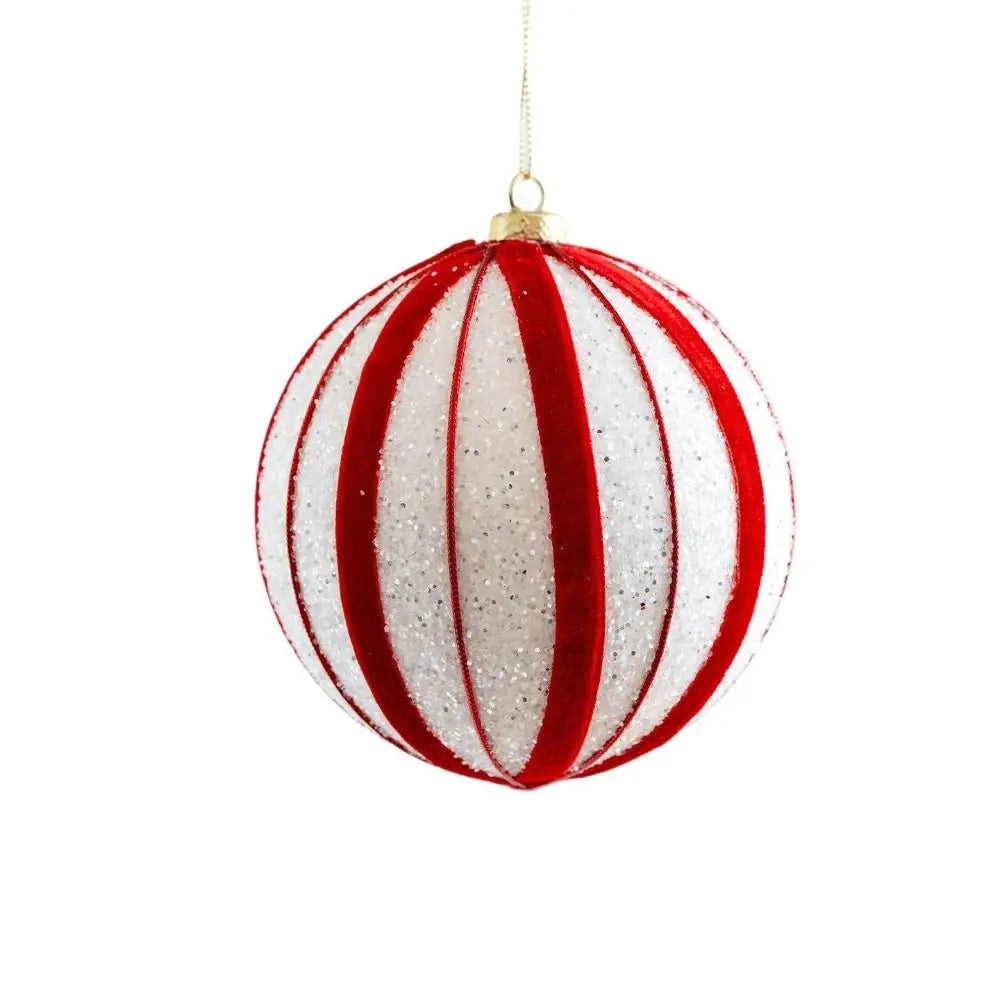 Kerstballon Roodwit – Decoratieve Heteluchtballon Kersthanger