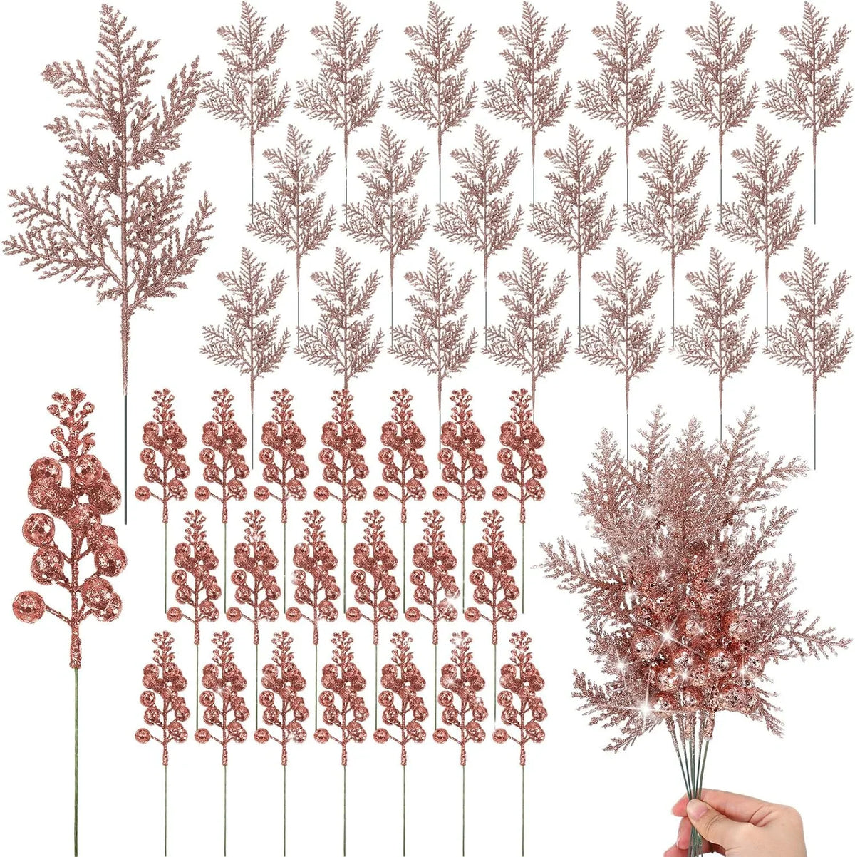 Roodelle – Glitter Kerstbessen en Dennentakken voor Kerstdecoratie