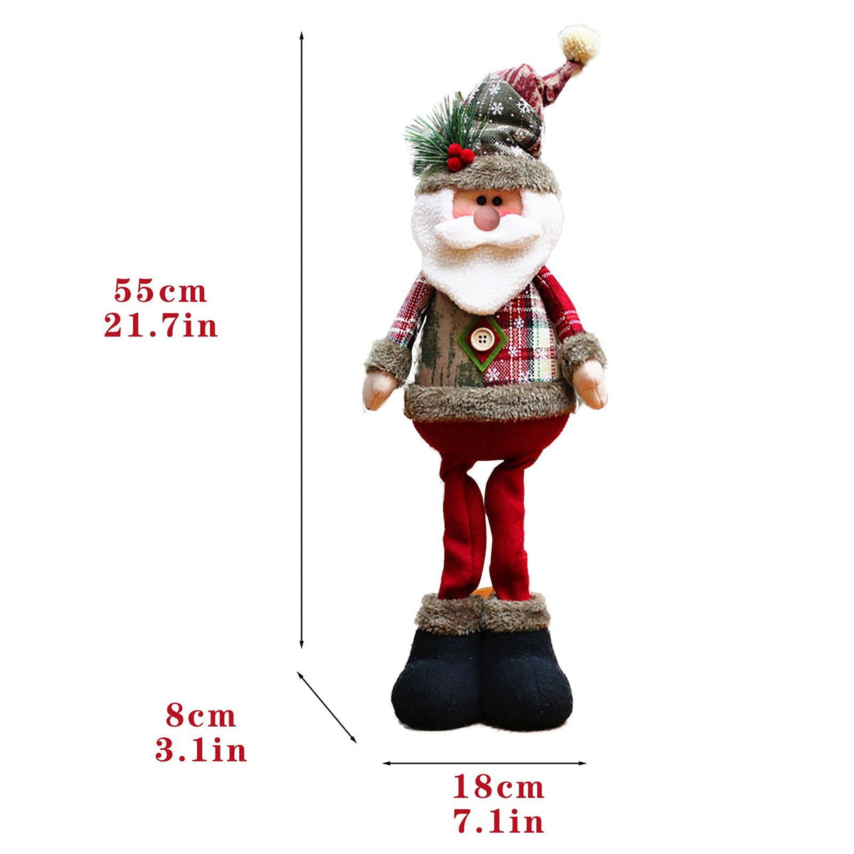 Kerstfiguren Set – 3 Decoratieve Kerstpoppen met Kerstman en Rendier