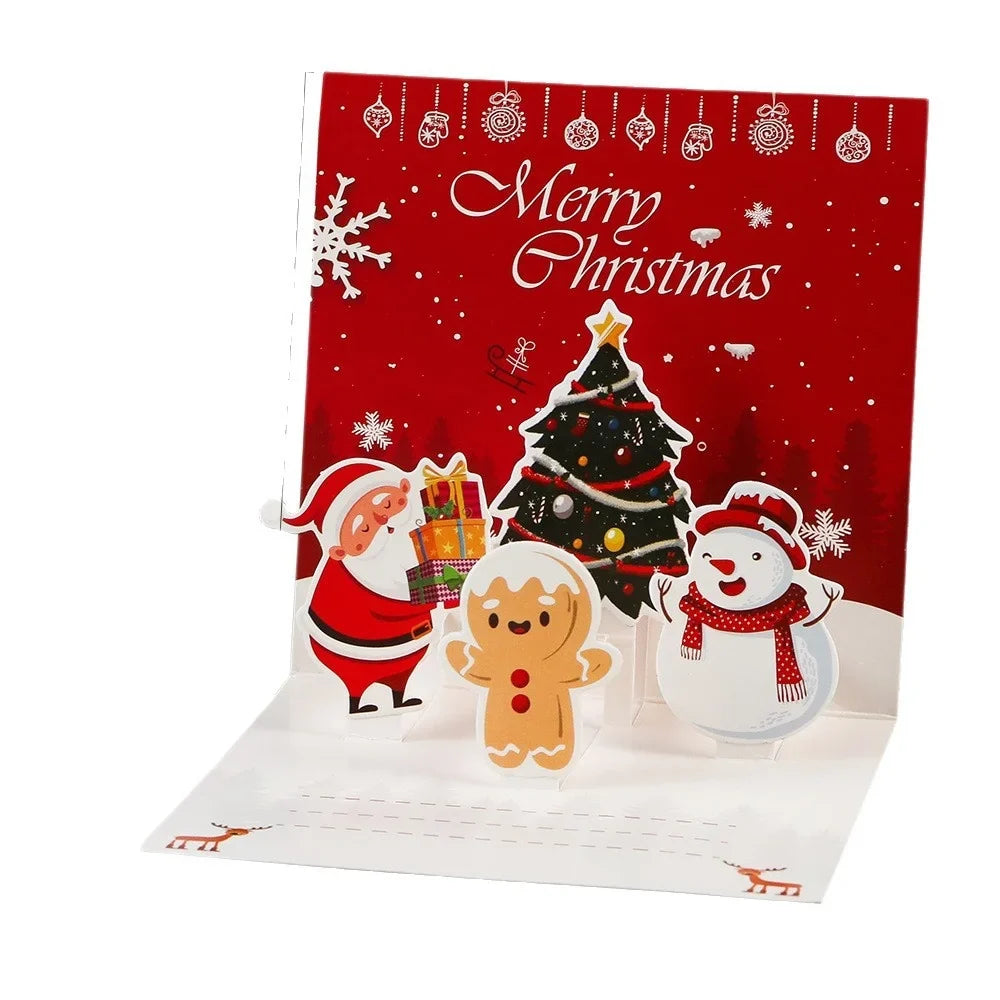3D Kerstkaarten – Kerstman Wenskaarten met Enveloppen