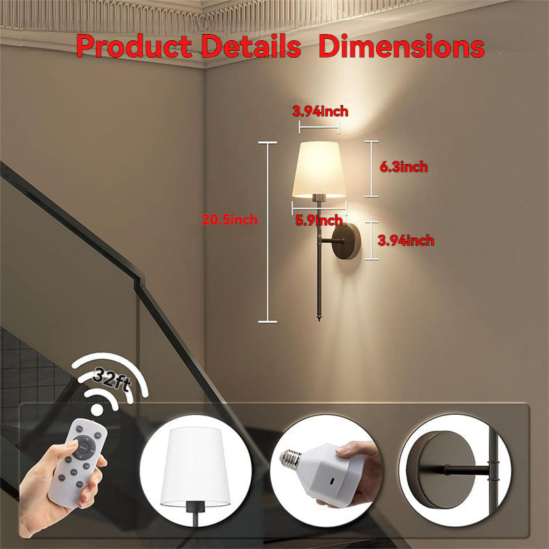 2 Draadloze Wandlampen - Batterijgevoede Wandlamp