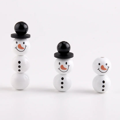 Sneeuwmira – Houten Kerstsneeuwpop met Kralen als Decoratie