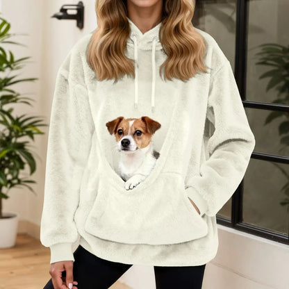 Knuffelzak Fleece Hoodie met Buikzak voor Kleine Huisdieren