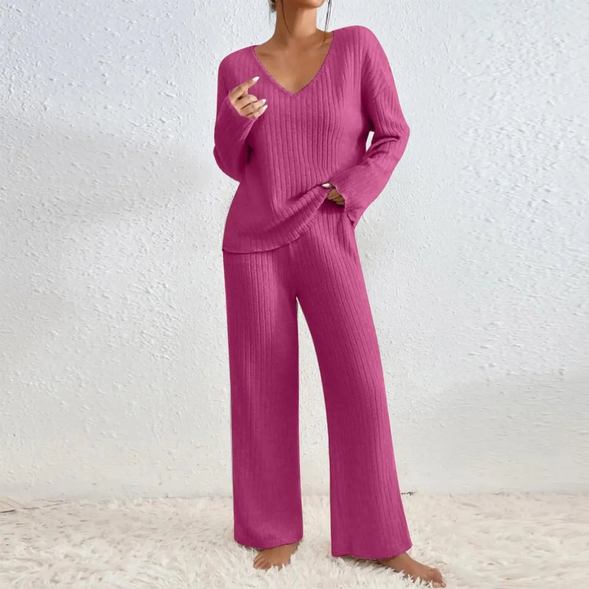 Sorelle Dames Gebreide Set – Warme Trui en Broek