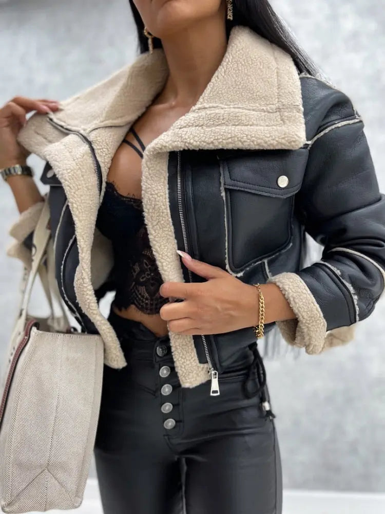 Liva | Dames Leren Jas met Warme Fleecevoering voor Winter