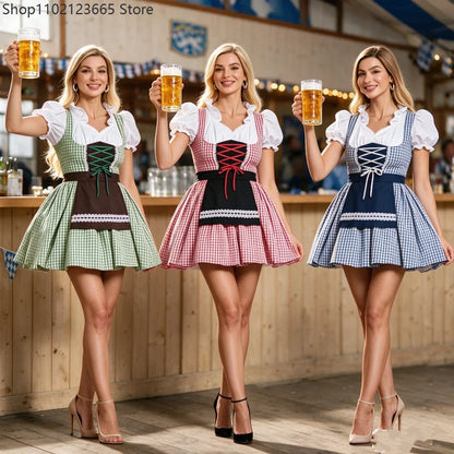 AlpenRuit Dames Dirndl Jurk 3-Delige Set met Schort