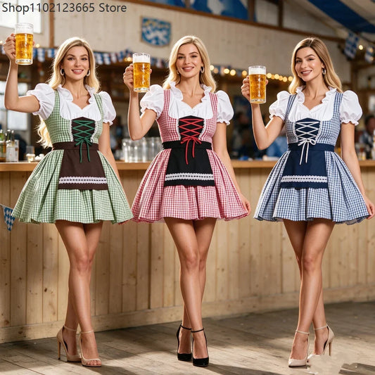 AlpenRuit Dames Dirndl Jurk 3-Delige Set met Schort