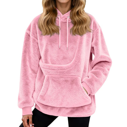 Knuffelzak Fleece Hoodie met Buikzak voor Kleine Huisdieren