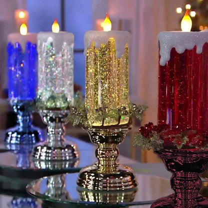 GlitterVlam Noëlle – LED Kerstkaars met Kleurverandering en Glitter