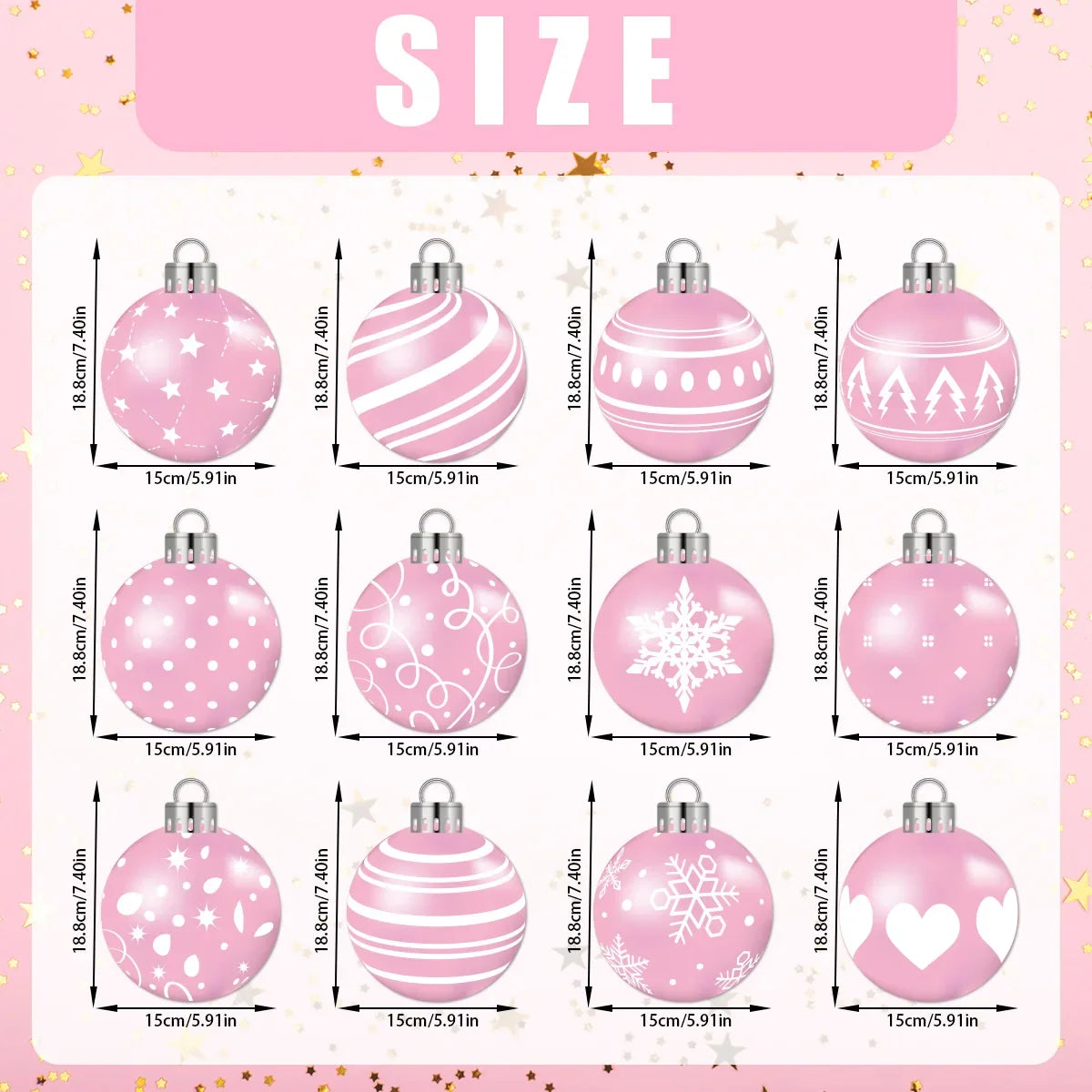 Rosavelle – Roze en Witte Hangende Kerstdecoratie met 12 Spiralen