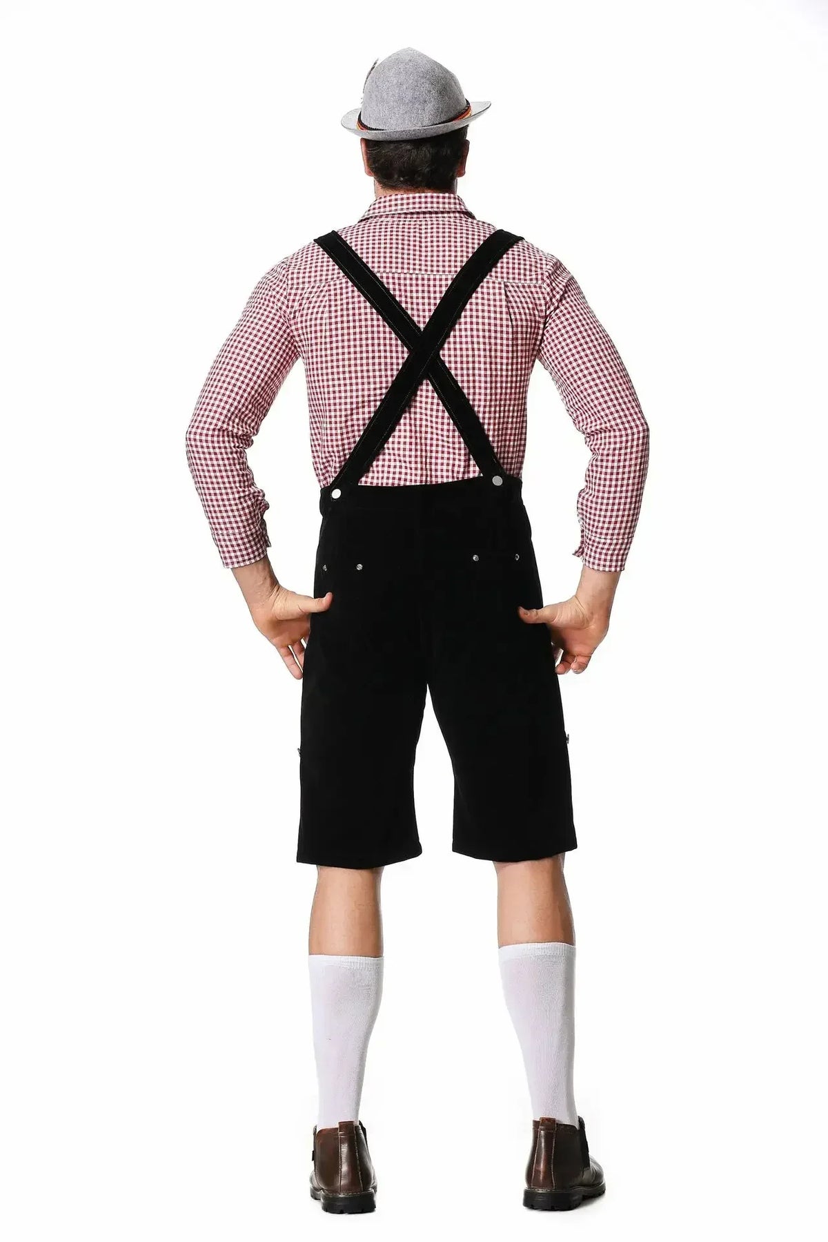 Daan Heren Oktoberfest Kostuum met Geruit Shirt en Bretels