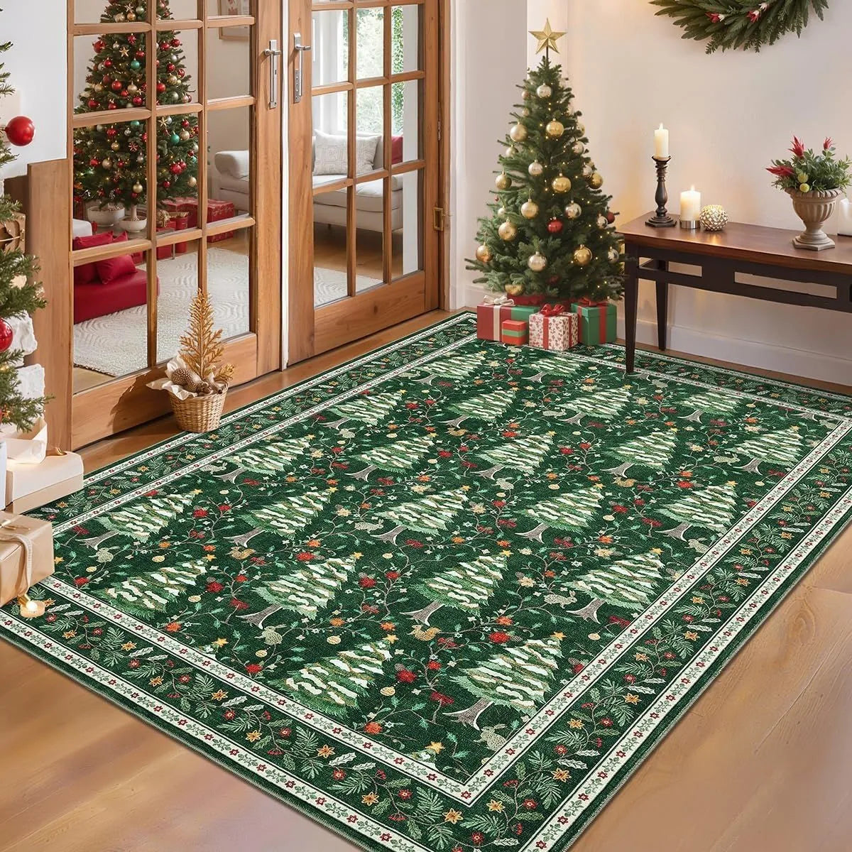Noëllara – Zacht Kersttapijt met Kerstman en Rendieren, Antislip