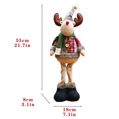 Kerstfiguren Set – 3 Decoratieve Kerstpoppen met Kerstman en Rendier