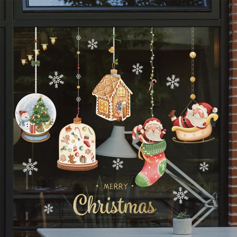 Raamdecoratie - Feestelijke decoratie met kerstman en dieren voor een gezellige kerst