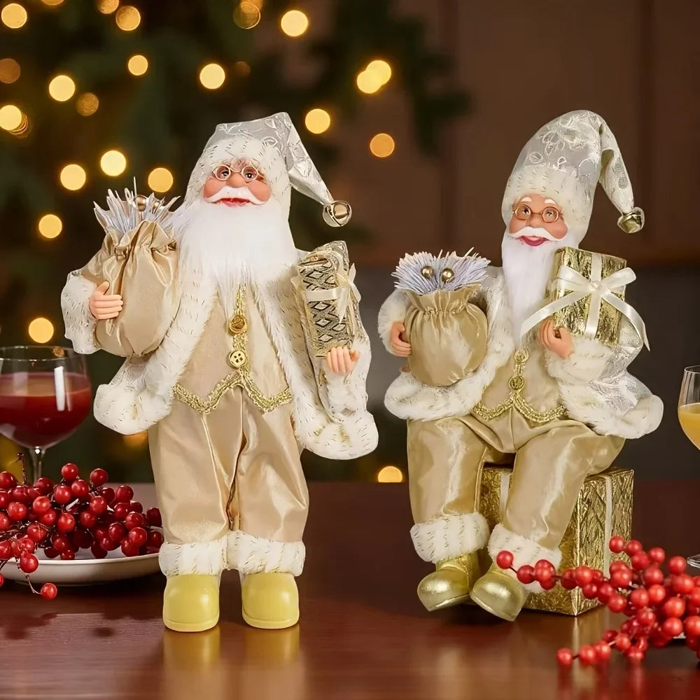 Goudbaard – Gouden Kerstman Raamdecoratie voor een Feestelijk Interieur