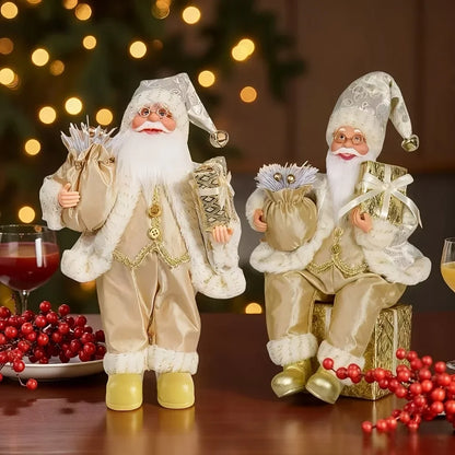 Goudbaard – Gouden Kerstman Raamdecoratie voor een Feestelijk Interieur