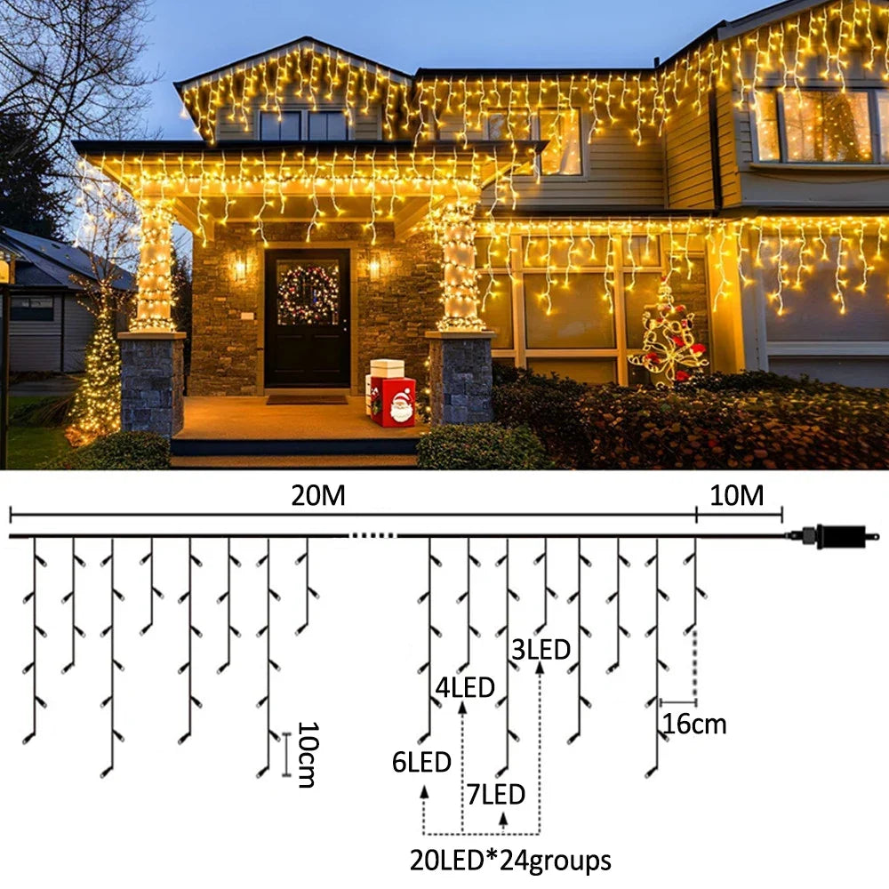 IJslicht Aurora – LED IJspegel Kerstverlichting 20 m met 480 LED's