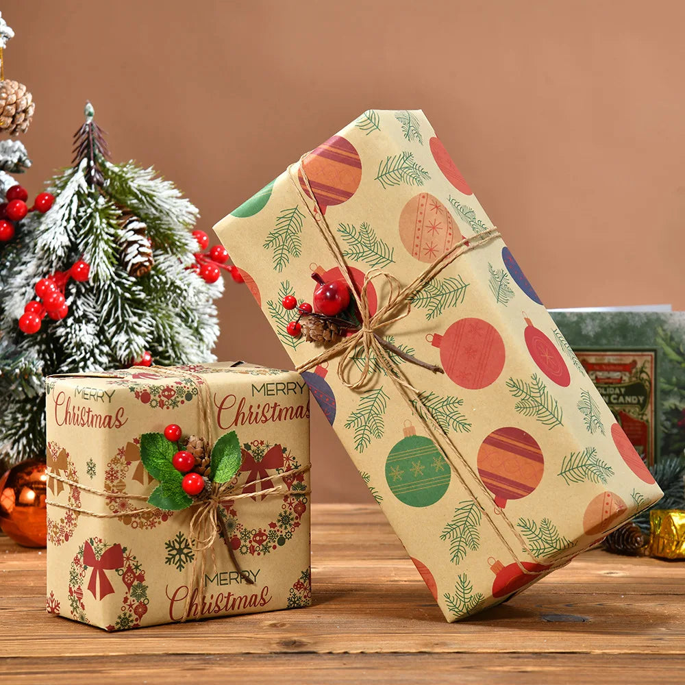 Kerst Inpakpapier – Feestelijk Cadeaupapier met Kerstmotieven 50x70 cm