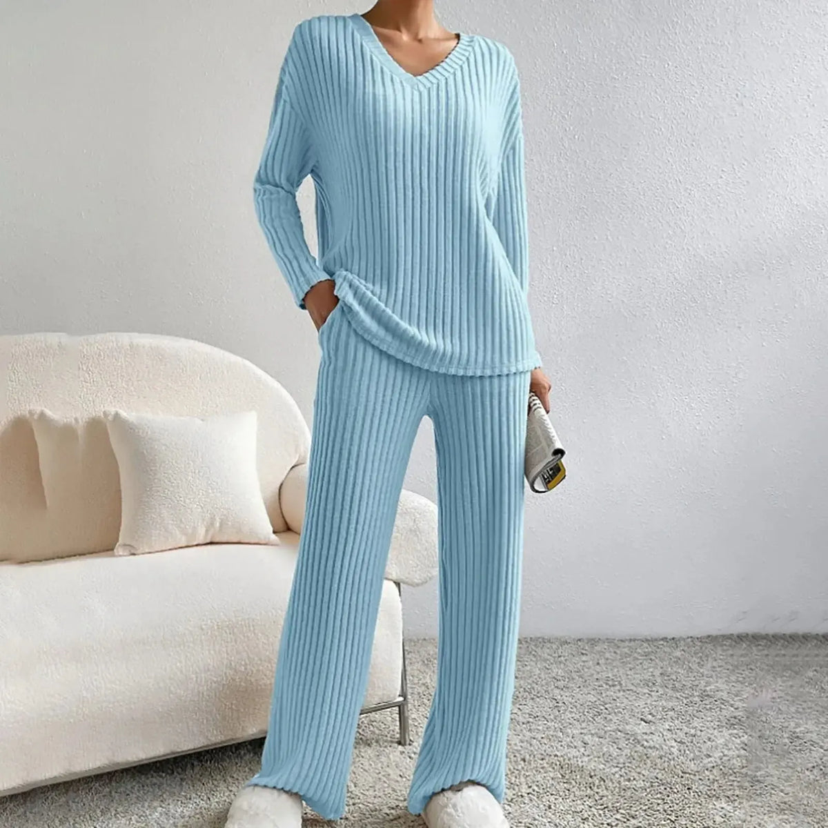 Sorelle Dames Gebreide Set – Warme Trui en Broek
