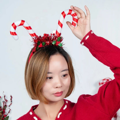 Kersthoofdband – LED Feestaccessoire met Sneeuwvlok en Kerstboom