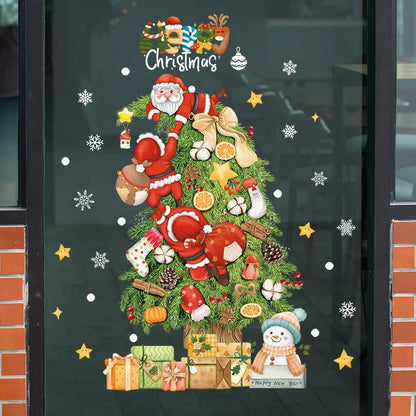 Raamdecoratie - Feestelijke decoratie met kerstman en dieren voor een gezellige kerst