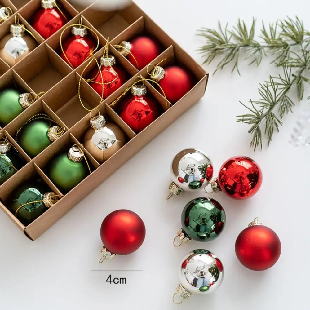 Roségoudia – Set van 25 Kerstballen van 4 cm in Roze, Rood en Goud