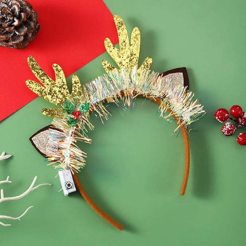 Kersthoofdband – LED Feestaccessoire met Sneeuwvlok en Kerstboom