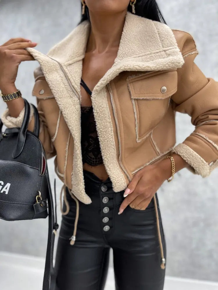 Liva | Dames Leren Jas met Warme Fleecevoering voor Winter