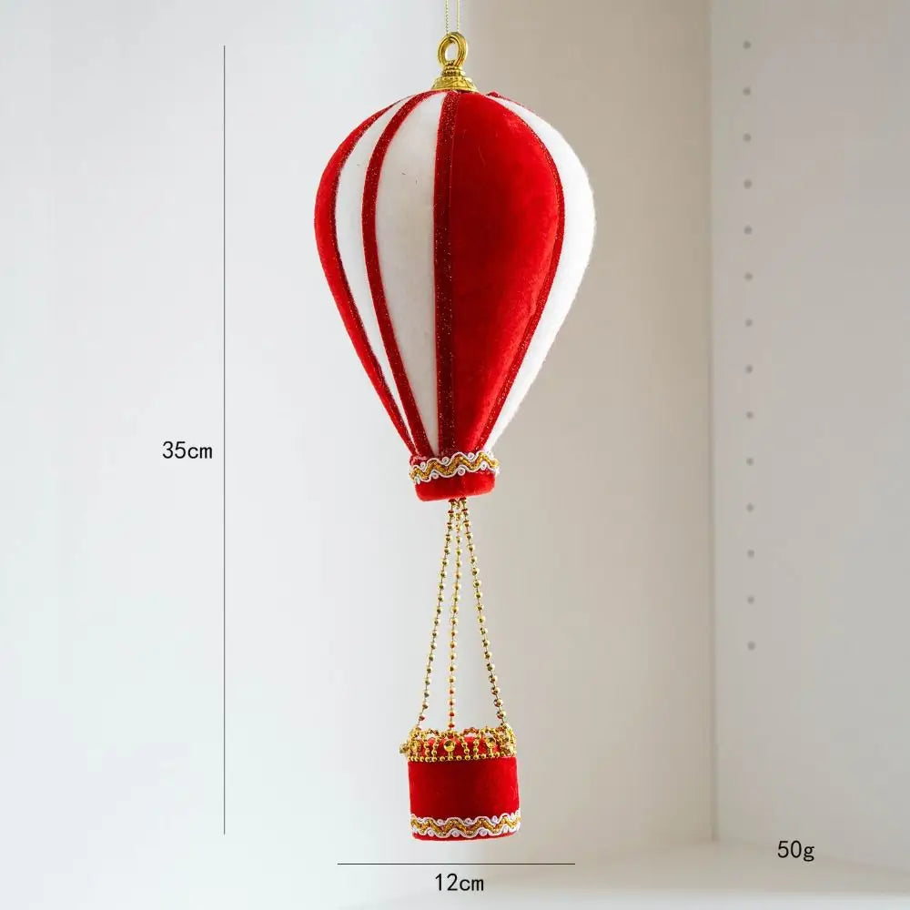 Kerstballon Roodwit – Decoratieve Heteluchtballon Kersthanger