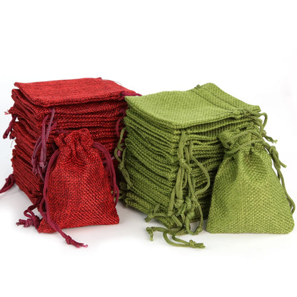 Jutevreugde – 50 Rood-Groene Cadeauzakjes met Trekkoord