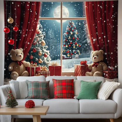 Kerstknuffel Wandtapijt – Feestelijke Kerstdecoratie met Beren