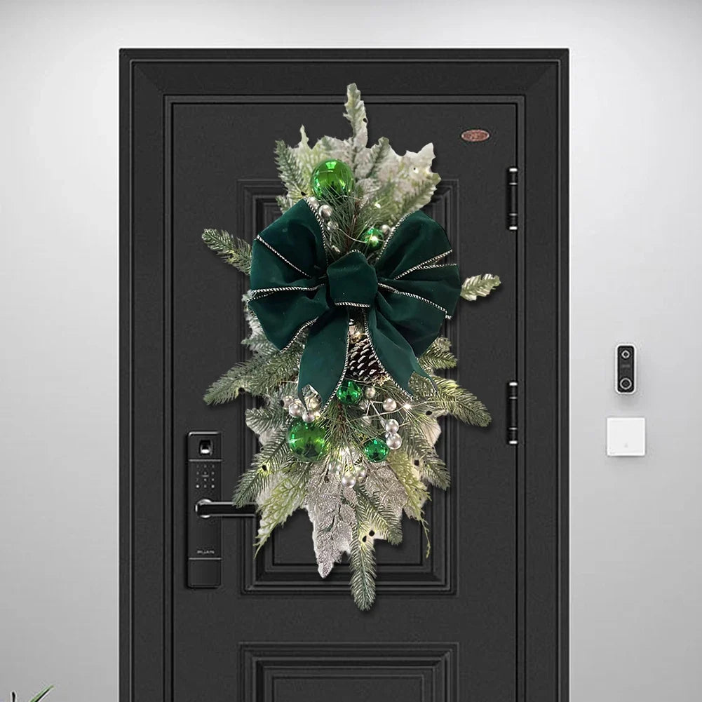 Roodgoudgloed – Kerstkrans 45 cm met Bessen, Dennenappels en LED-optie