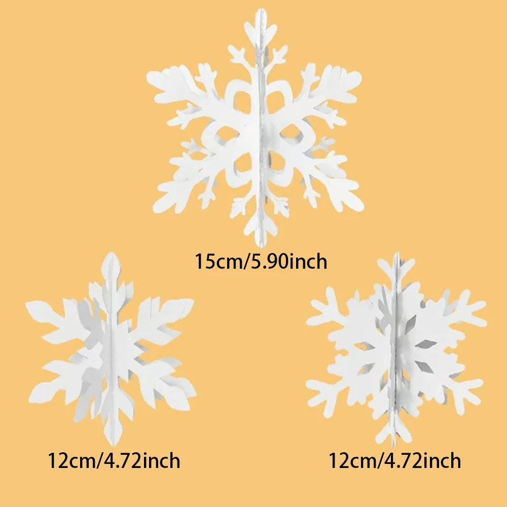 3D Sneeuwvlok Kersthangers – Set van 6 Decoratieve Ornamenten