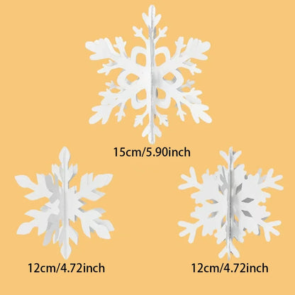 3D Sneeuwvlok Kersthangers – Set van 6 Decoratieve Ornamenten