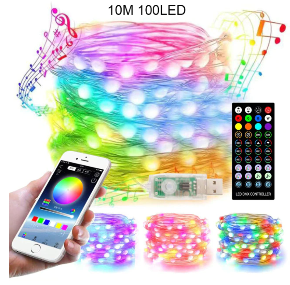 KleurNova Slimme Kerstverlichting RGB LED met App en Muziekfunctie