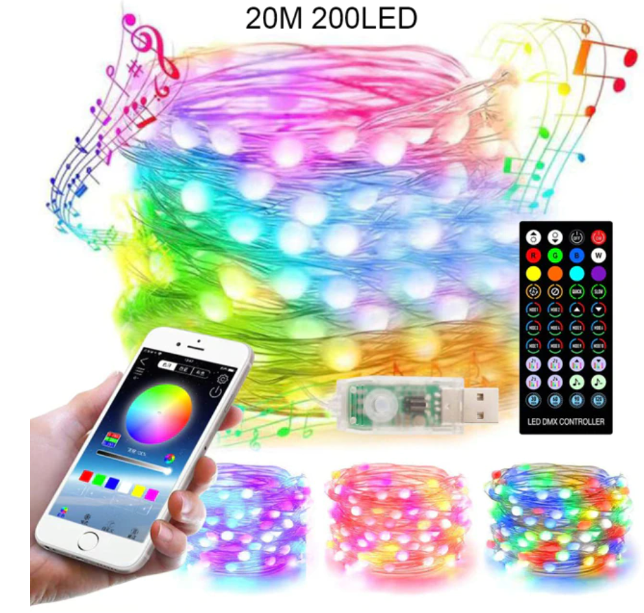 KleurNova Slimme Kerstverlichting RGB LED met App en Muziekfunctie