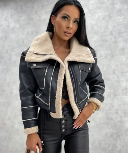 Liva | Dames Leren Jas met Warme Fleecevoering voor Winter