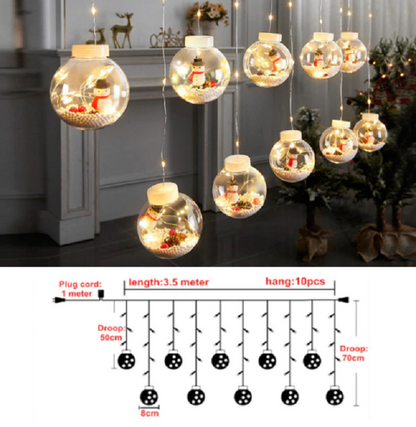 Kerstbolgloed – LED Gordijnverlichting met Afstandsbediening en 8 Lichtstanden