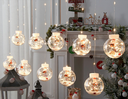 Kerstbolgloed – LED Gordijnverlichting met Afstandsbediening en 8 Lichtstanden