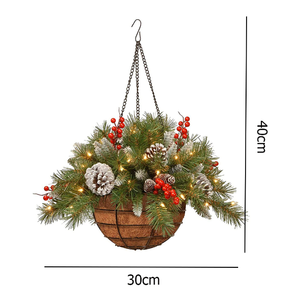 Dennenmand – Hangende Kerstdecoratie met LED-verlichting voor Binnen en Buiten