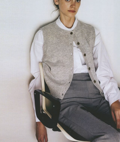Inez Dames Gilet – Gebreid Vest met Knopen voor Laagjes