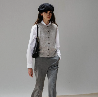 Inez Dames Gilet – Gebreid Vest met Knopen voor Laagjes