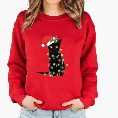 Damestrui met Kerstkatt en Lichtjes – Leuke en Gezellige Kerstrui voor de Winter en Feesten