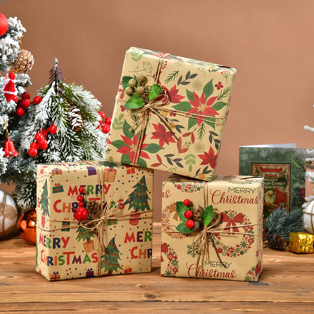 Kerst Inpakpapier – Feestelijk Cadeaupapier met Kerstmotieven 50x70 cm